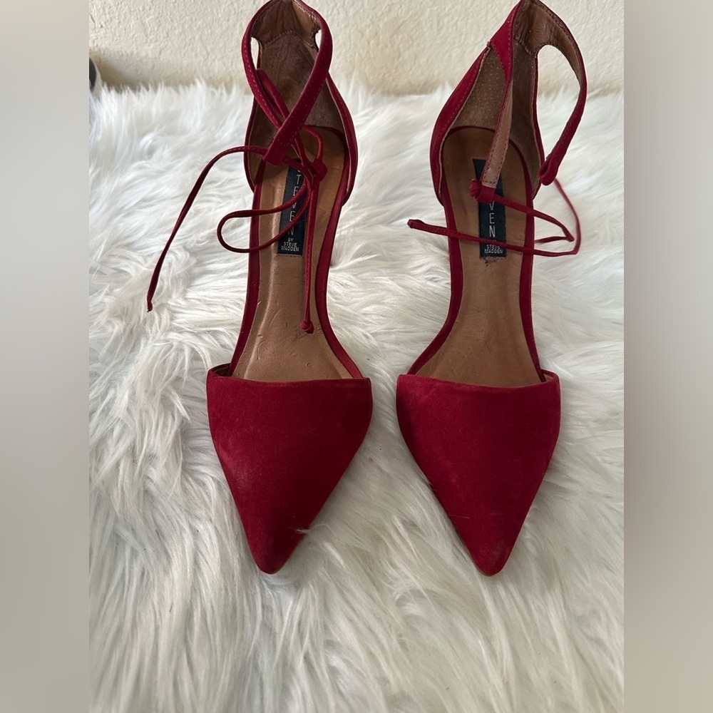 Seven7 Women's Burgundy Lace-Up Heels